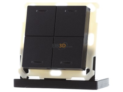 Front view MDT BE-TAL550406.01 KNX Push Button Lite 55 4-fold, RGBW, neutral, Black matt 
