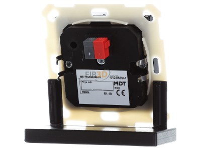Back view MDT BE-TAL550406.01 KNX Push Button Lite 55 4-fold, RGBW, neutral, Black matt 
