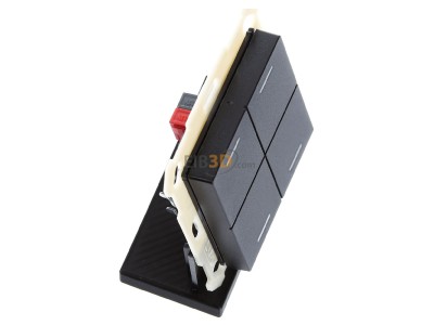 View top left MDT BE-TAL550406.01 KNX Push Button Lite 55 4-fold, RGBW, neutral, Black matt 
