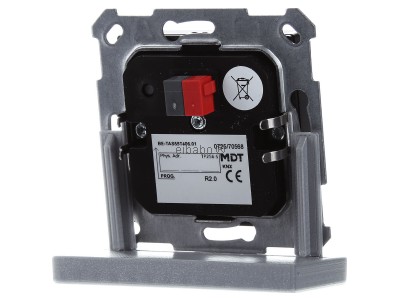 Back view MDT BE-TAS55T406.01 KNX Push Button Smart 55 4-fold with colour display and T-/H-sensor, Black matt 
