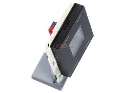 View top left MDT BE-TAS550406.01 KNX Push Button Smart 55 4-fold with colour display, Black matt 
