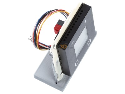Ansicht oben links MDT SCN-RTR55S06.01 KNX Raumtemperaturregler Smart 55, Schwarz matt 