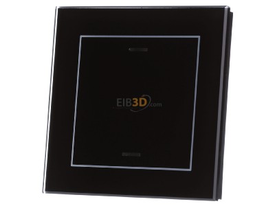 Front view MDT BE-GTL1TS.01S KNX Glass Push Button II Lite 1-fold, RGBW, neutral, with temperature sensor, Black - 
