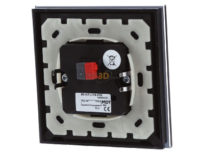 Back view MDT BE-GTL1TS.01S KNX Glass Push Button II Lite 1-fold, RGBW, neutral, with temperature sensor, Black - 
