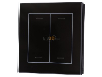 Front view MDT BE-GTL2TS.01S KNX Glass Push Button II Lite 2-fold, RGBW, neutral, with temperature sensor, Black - 
