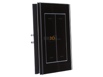 View on the left MDT BE-GTL2TS.01S KNX Glass Push Button II Lite 2-fold, RGBW, neutral, with temperature sensor, Black - 
