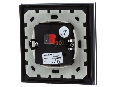 Back view MDT BE-GTL2TS.01S KNX Glass Push Button II Lite 2-fold, RGBW, neutral, with temperature sensor, Black - 

