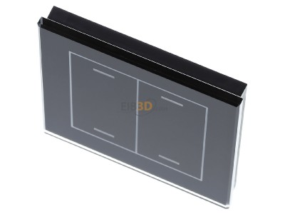 View up front MDT BE-GTL2TS.01S KNX Glass Push Button II Lite 2-fold, RGBW, neutral, with temperature sensor, Black - 
