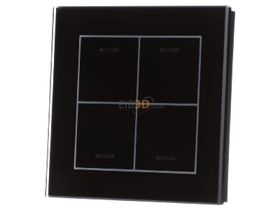 Front view MDT BE-GTL40S.01S KNX Glass Push Button II Lite 4-fold, RGBW, neutral, Black - 
