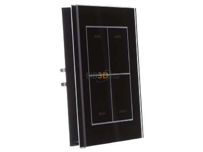 View on the left MDT BE-GTL40S.01S KNX Glass Push Button II Lite 4-fold, RGBW, neutral, Black - 
