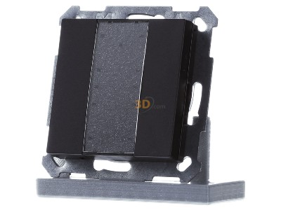 Front view MDT BE-TA55P206.02 KNX Push Button Plus 55 2-fold, Black matt 

