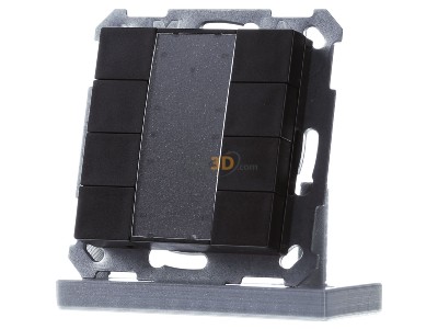 Front view MDT BE-TA55P806.02 KNX Push Button Plus 55 8-fold, Black matt 
