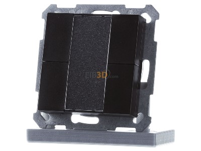 Front view MDT BE-TA55T406.02 KNX Push Button Plus TS 55 4-fold, Black matt 
