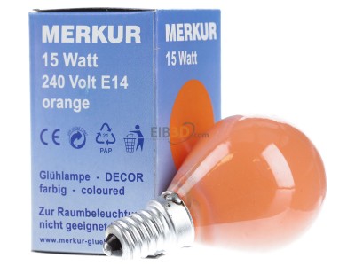 View on the left Scharnberger+Has. 40264 Bulb drop E14 230V 15W orange,_- Promotional item
