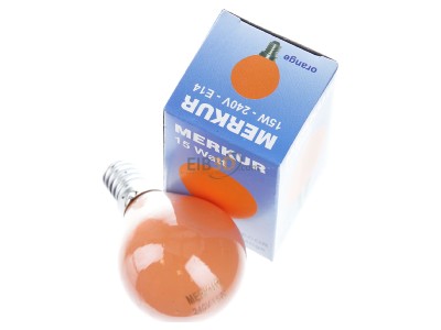 View up front Scharnberger+Has. 40264 Bulb drop E14 230V 15W orange,_- Promotional item
