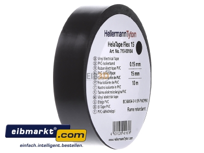 Ansicht links HellermannTyton Flex 15-BK15x10m PVC Isolierband schwarz 