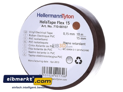 Frontansicht HellermannTyton Flex 15-BR15x10m PVC Isolierband braun 