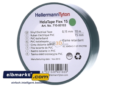 Frontansicht HellermannTyton Flex 15-GN15x10m PVC Isolierband gr�n 