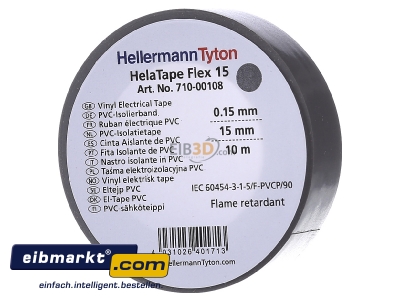 Frontansicht HellermannTyton Flex 15-GY15x10m PVC Isolierband grau 
