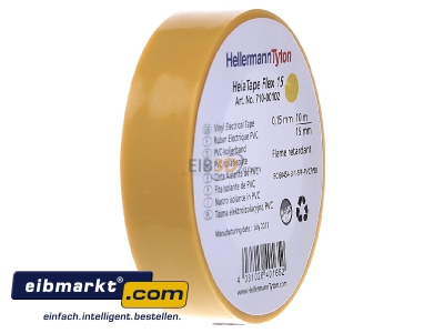 Ansicht links HellermannTyton Flex 15-YE15x10m PVC Isolierband gelb 