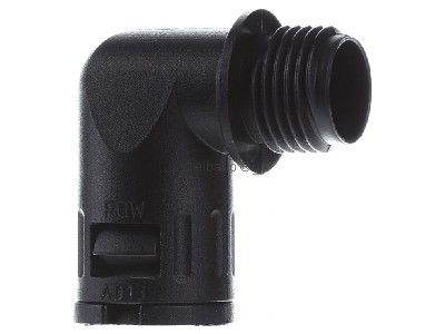 View on the left Flexa RQW1-M AD13,0/M16 sw 90�-elbow connector for corrugated hose 
