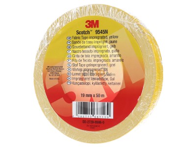 Frontansicht 3M 9545N Y19 Impr�gniertes Gewebeband 19 mm x 50 m, gelb 