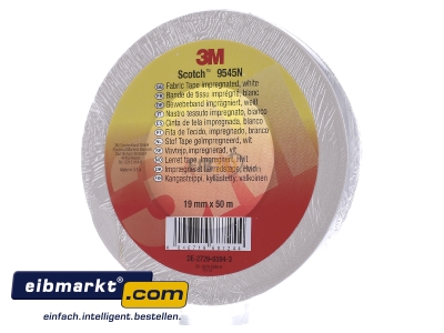 Frontansicht 3M Deutschland 9545N W19 Gewebeband 50m, 19x0,3mm ws 