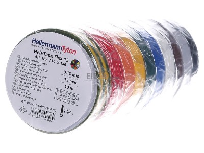 Frontansicht Hellermann Tyton HTAPE-FLEX 15 Mix PVC Isolierband-Set 10 versch. Farben 
