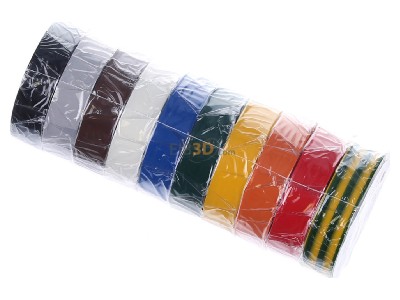 Ansicht oben links Hellermann Tyton HTAPE-FLEX 15 Mix PVC Isolierband-Set 10 versch. Farben 