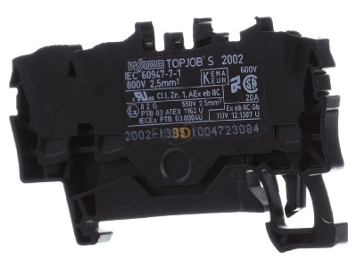 Ansicht hinten WAGO 2002-1305 3-Leiter-Durchgangsklemme f�r Ex e II, sw 