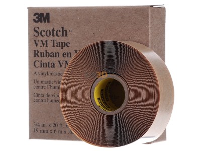Front view 3M 80050045006 Adhesive tape 6m 19mm black VM196
