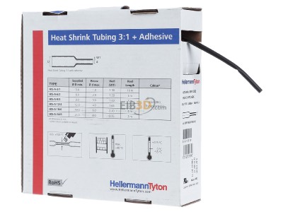 Ansicht links Hellermann Tyton HISA-3/1-PEX-BK Schrumpfschlauch sw 3=1 L=10m 