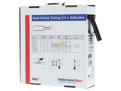 Ansicht links Hellermann Tyton HISA-12/4-PEX-BK Schrumpfschlauch sw 3=1 L=5m 
