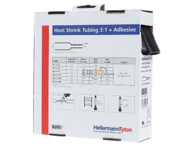 Ansicht links Hellermann Tyton HISA-24/8-PEX-BK Schrumpfschlauch sw 3=1 L=3m 