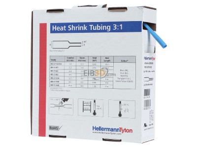 Ansicht links Hellermann Tyton HIS-3-6/2-PEX-BU Warmschrumpfschlauch 3:1 bl 5m 
