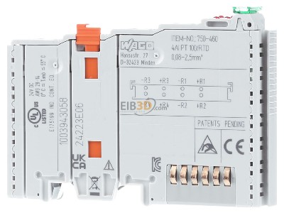 Front view WAGO 750-460 Fieldbus analogue module 4 In / 0 Out 
