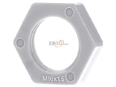 Front view OBO 116 M16 LGR PA Locknut for cable screw gland M16 
