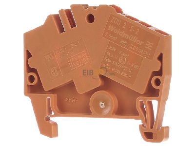 Back view Weidmller ZDU 2.5-2/3AN OR Feed-through terminal block 5,1mm 24A 
