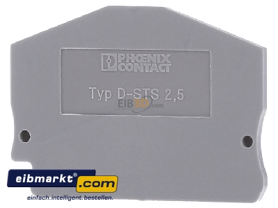 Frontansicht Phoenix Contact 3031762 Deckel 2,2mm, grau D-STS 2,5