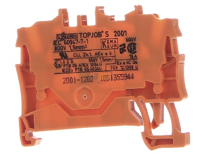 Back view WAGO Kontakttechnik 2001-1202 Feed-through terminal block 4,2mm 18A 
