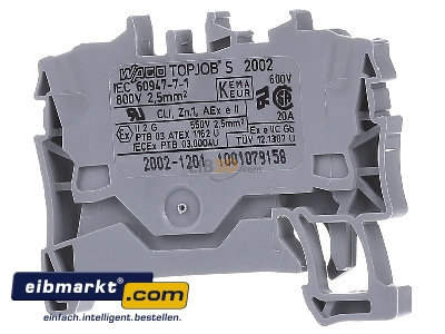 Ansicht hinten WAGO Kontakttechnik 2002-1201 Durchgangsklemme 2-Leiter, TS 35 