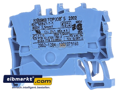 Ansicht hinten WAGO Kontakttechnik 2002-1204 Durchgangsklemme 2-Leiter, TS 35 