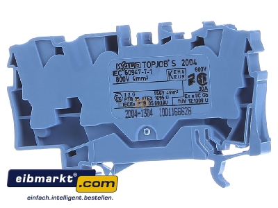 Ansicht hinten WAGO Kontakttechnik 2004-1304 Durchgangsklemme 3-Leiter, TS 35 