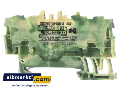 Back view WAGO Kontakttechnik 2001-1407 Ground terminal block 1-p 4,2mm 
