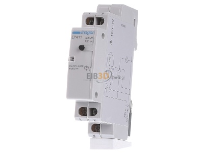 Front view Hager EP411 Latching relay 8...24V AC/DC 
