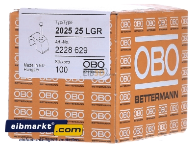 Ansicht rechts OBO Bettermann 2025 25 LGR Haft-Clip m.Nagel 4-7mm L25 PP lgr 