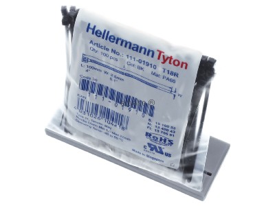 View up front Hellermann Tyton T18R-N66-BK Cable tie 2,5x100mm black 
