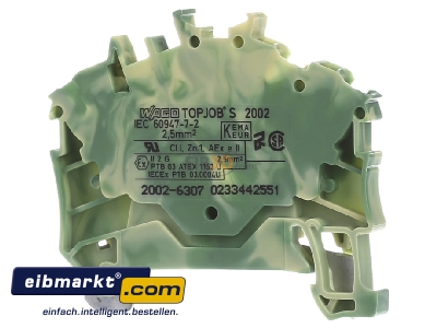 Back view WAGO Kontakttechnik 2002-6307 Ground terminal block 1-p 5,2mm
