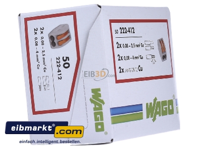 Ansicht links WAGO Kontakttechnik 222-412 Verbindungsklemme 2x0,08-4qmm grau 