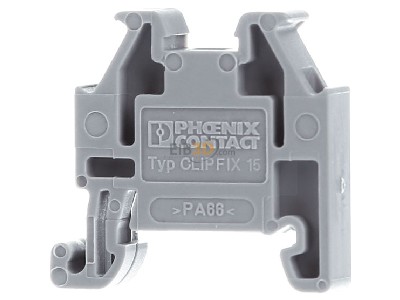 Front view Phoenix CLIPFIX 15 End bracket for terminal block plastic 
